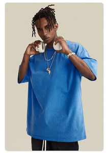 Camisetas de manga corta de punto de algodón 100% en blanco para hombre al por mayor diseño de hombros caídos ajuste regular de alta calidad - Product Image 4