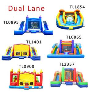Toboggan aquatique <span class=keywords><strong>gonflable</strong></span> commercial à deux voies pour enfants et adultes, toboggan humide et sec à vendre - Product Image 1