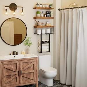 Étagères de salle de bain sur <span class=keywords><strong>toilette</strong></span>-étagère flottante pour mur au-dessus du porte-serviettes de <span class=keywords><strong>toilette</strong></span> petites étagères de décoration de ferme - Product Image 4