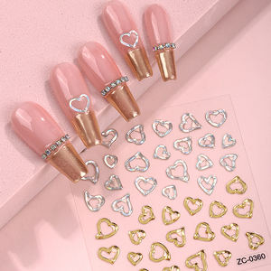 5D 입체 블루 투명 크리스탈 인조 보석 팝 골드 포일 스탬핑 디자인 네일 참 DIY 네일 아트 스티커 네일 데칼 - Product Image 4