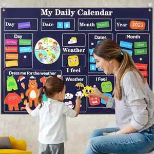 Mon premier calendrier mural en feutre pour la maternelle – Design moderne pour l'accentuation murale de la salle de classe, apprentissage des tout-petits, amovible et facile à déplacer - Product Image 6