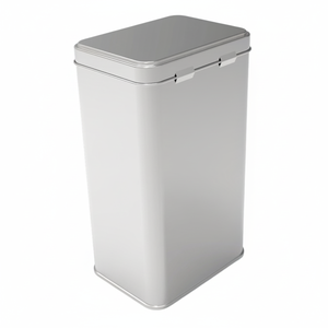 Rectangle Tin <b>Can</b> 1 lt Tea <b>Coffee</b> and Hot Beverages Metal Container 75 x 100 x 169 mm 1 lt Hinged lid - Product Image 2