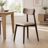Chaise de salle à manger moderne en chêne massif avec revêtement en cuir, style luxe léger et écologique, pour usage domestique