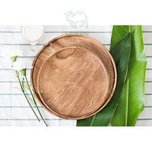 Akasya yuvarlak ahşap tepsi servis tepsisi mutfak suplalar ve yemekleri plaka meze - Product Image 3