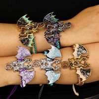 Bracelet unisexe ajustable en alliage, motif dragon volant, tressé à la main, avec goutte d'huile colorée rétro, pour fêtes et usage quotidien