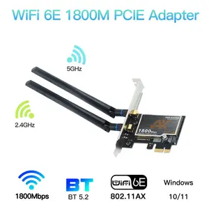 การ์ดเครือข่าย PCI Express WiFi 6การ์ด BT5.2 AX1800 Dual Band 5.GHz/ 2.4GHz PCI-E การ์ดอะแดปเตอร์เครือข่ายไร้สาย WIFI