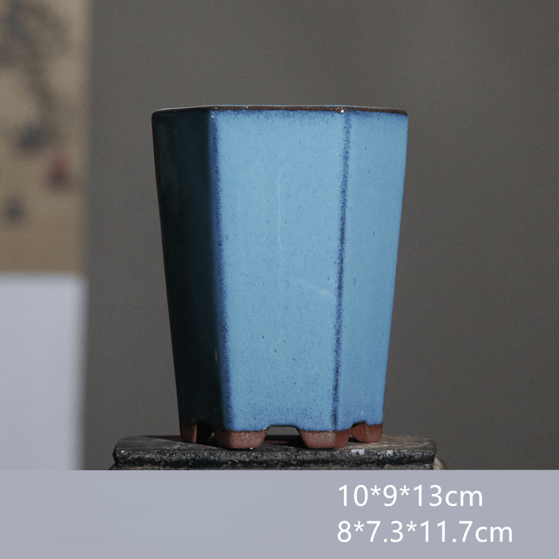 Pot moyen hexagonal Jun Glaze