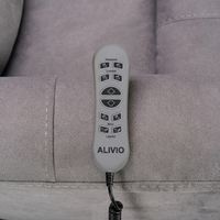 Fauteuil inclinable électrique à quatre moteurs pour personnes âgées avec appuie-tête, dossier, soutien lombaire et repose-jambes réglables, tissu gris