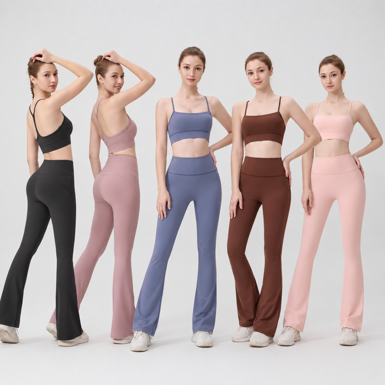 Luuuu Bra High Waist Bootcut Pants Women Fitness 2-Piece Eco-Friendly Breathable Solid Plus Size Four-Way Yoga Set