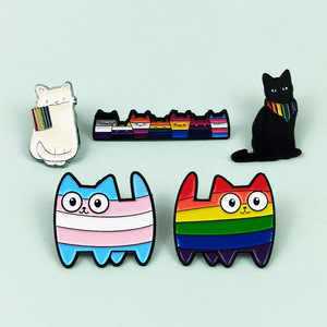 Insignia de Pin esmaltado del <span class=keywords><strong>orgullo</strong></span> colorido al por mayor para gatos arcoíris mujer moda Metal Aleación de Zinc Año Nuevo Chino - Product Image 1