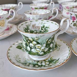 Para Royal <span class=keywords><strong>Albert</strong></span> Diseño moderno Mes floral Taza de café y platillo Juego de porcelana de hueso de cerámica para regalo de té de la tarde - Product Image 3