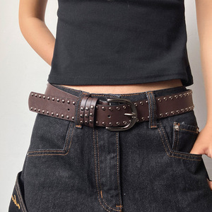 <span class=keywords><strong>Ceinture</strong></span> pour <span class=keywords><strong>femme</strong></span> en alliage de style punk occidental avec boucle à ardillon pour jeans et pantalons – Ceintures noires haut de gamme, tendance et distinctives pour femmes - Product Image 3