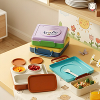 Boîte à lunch multifonctionnelle à 3 compartiments en PP avec cuillères amovibles - Passe au lave-vaisselle, compatible micro-ondes, portable, écologique, empilable