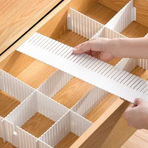 Organizador divisor de cajón de plástico ajustable, Combinación libre, 3 o 5 unidades, suministro de fábrica