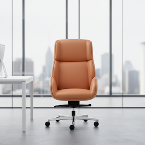 Silla de Oficina Ejecutiva Ergonómica Reclinable Ajustable de Diseño Moderno Suoni, Respaldo Alto de Cuero con Base de Aluminio - Product Image 6