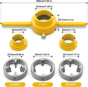 Juego de 6 Herramientas Roscadoras Manuales para Tuberías de PVC, Kit de Machos y Terrajas para Roscado de Tuberías de Plástico de 4 y 6 Puntas - Product Image 1