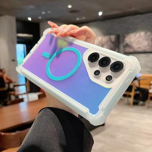 Gradiente Laser Shell Shell custodia per <span class=keywords><strong>Samsung</strong></span> per Galaxy S24 Ultra S25 Plus Wireless ricarica forte magnetico del telefono cellulare - Product Image 5