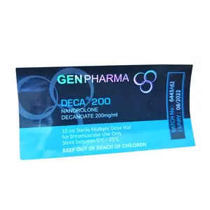 ZPT13-700 10ml frasco estéril embalagem etiqueta do holograma etiqueta GEN PHARMA DECA 200 mg/ml rótulo do frasco adesivo