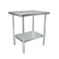 Table de travail robuste en acier inoxydable haute densité, avec structure tubulaire ronde, résistante à la corrosion, pour cuisine commerciale
