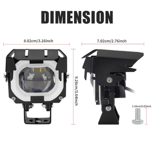 ไฟหน้าเสริมมอเตอร์ไซค์ LED 12V ไฟตัดหมอกขนาดเล็ก 2 เลนส์ พร้อมสวิตช์สำหรับติดตั้งเพิ่มเติม - Product Image 2