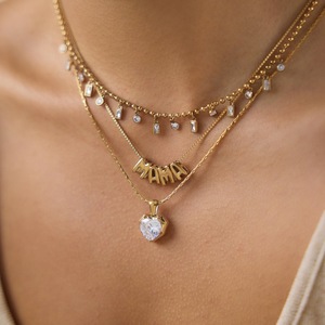 Collier en acier inoxydable plaqué or 18 carats avec CZ, style <span class=keywords><strong>chic</strong></span> français, pour la fête des mères, <span class=keywords><strong>MAMA</strong></span>, bijoux féminins légers et luxueux - Product Image 2
