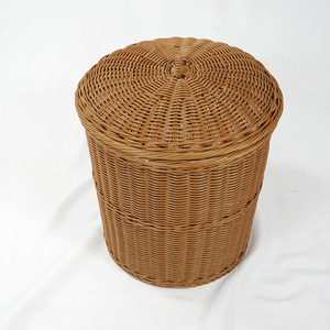Handmade Rattan Big Laundry Basket With Windows And Cover Plastic Basket