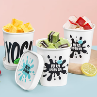 Gobelet en papier jetable à paroi unique imprimé de logo personnalisé 300ml 400ml 500ml 600ml Tasse à boisson café, lait, thé avec couvercle