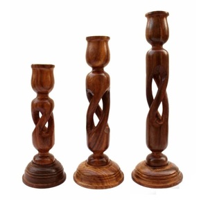 Support à bougies en bois naturel, porte-bougie pour la maison, le salon, la salle à manger et la décoration de mariage, fournisseur en gros - Product Image 1