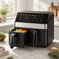Ensemble de cuisson professionnel avec assurance commerciale, comprenant un ensemble de casseroles amovibles et une friteuse à air électronique LED à chauffage rapide pour cuisson sans huile, en gros