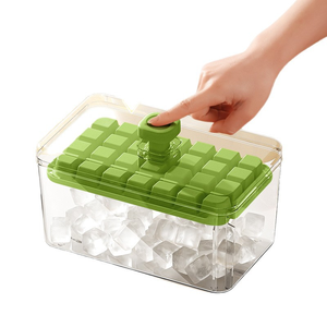 Molde para cubitos de hielo Ciduduta Summer, caja de almacenamiento de hielo tipo prensa con gran capacidad, para uso doméstico con tapa y liberación de hielo con un solo botón. - Product Image 1