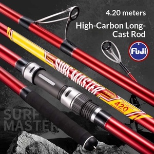 Canne à pêche de surf de haute qualité 4,20 m 46T en carbone haute teneur, longue portée, 100-300 g, 3 sections, avec anneaux Fuji Japon, pour la pêche en mer depuis le rivage - Product Image 1