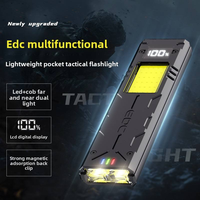 Lampe de travail LED rechargeable d'extérieur avec affichage numérique, aimant puissant, clip stylo et lampe torche EDC portable