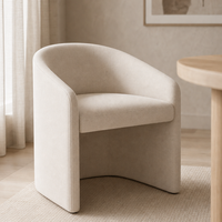 Fauteuil de salle à manger moderne rembourré en tissu crème, dossier incurvé, chaise tonneau, mobilier pour hôtel, restaurant, salle à manger