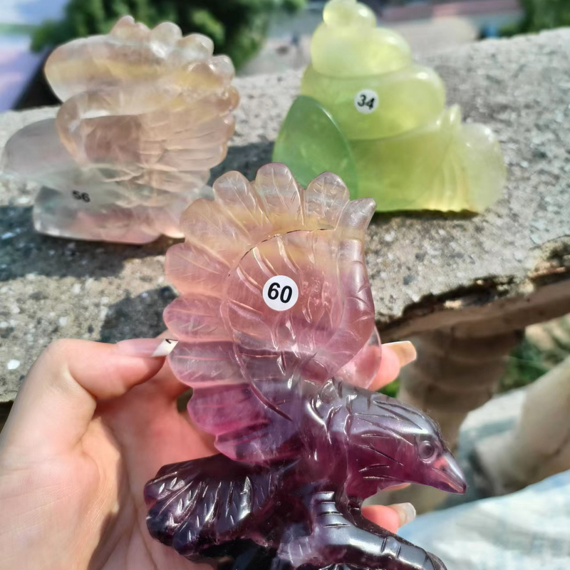 Handicrafts Natural Crystal Fluorite Animal Carvings