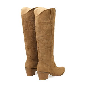 Stivali Texani Alti al Ginocchio <span class=keywords><strong>da</strong></span> Donna con Tacco Largo, Stile Western di Tendenza Inverno 2025, Taglie Forti - Product Image 4