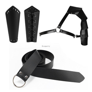 Ensemble d'accessoires de costume en cuir médiéval pour cosplay médiéval, ceinture, sacoche, protège-bras, étui à fléchettes médiéval - Product Image 1