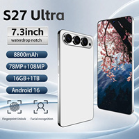 Smartphone Android16 S27Ultra Terbaru Dual SIM Dual Standby Deca Core 108MP 120Hz CDMA 5G Ponsel Kelas Atas Tanpa Kunci