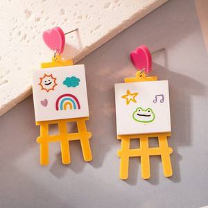 Carnet de croquis en acrylique mignon de la saison scolaire, mini-support, soleil, nuages, amour, boucles d'oreilles - Product Image 2