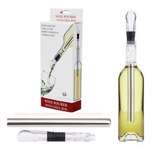 Popular Enfriador de Botellas de Vino de Acero Inoxidable 3 en 1 con Aireador y Vertedor - Product Image 2