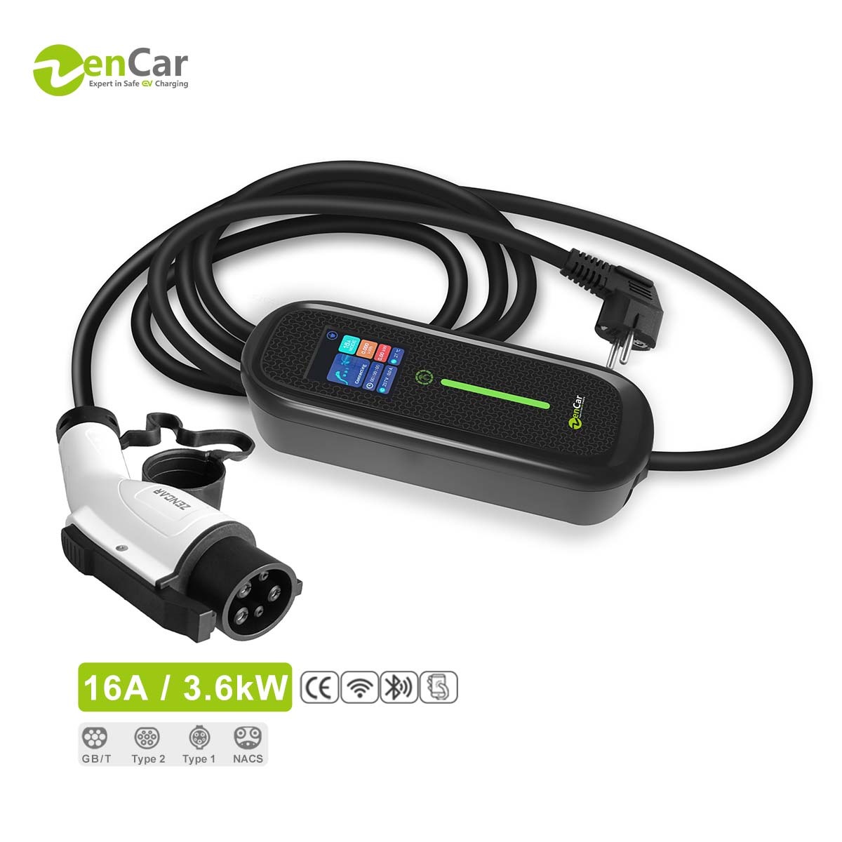 ZENCAR C30 16A単相ポータブルカー充電器EVホーム充電ステーション 