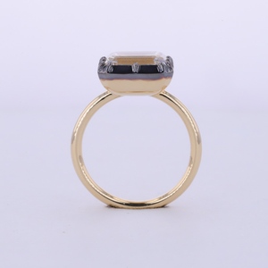 18K Yellow gold 3 Carat Emerald East west Emerald Lab Diamond Solitaire Ring bezel Set Ring Anniversary Gift Ring For Woman - Product Image 2