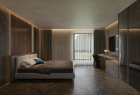 Lit Queen Size Moderne de Luxe Rembourré, Lits King Size Modernes Rembourrés avec Lumières LED, Design Entièrement Aménagé pour Projet de Villa
