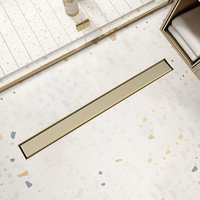 Drain de douche linéaire invisible en acier inoxydable doré brossé de 30 pouces pour salle de bain, avec insert pour carrelage - Vente en gros