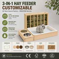 Mangeoire à foin en bois pour animaux de compagnie - Design minimaliste durable et écologique pour petits animaux - Facile à utiliser en intérieur/extérieur - Pour la maison