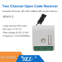 Mini Receptor YET477 9~24V 433Mhz Universal de Código Abierto 1 Canal para Control de Señales Eléctricas en Puertas, Ventanas y Persianas