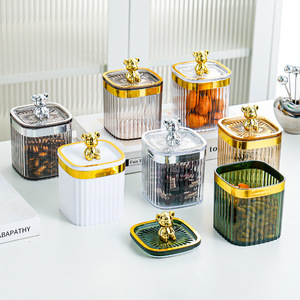 Recipientes cuadrados para almacenar alimentos con tapa hermética de clip para refrigerios, granos, cereales, juego de recipientes de plástico para cocina. - Product Image 1