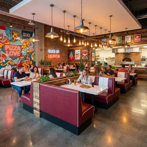 Ensemble de tables et chaises de <span class=keywords><strong>restaurant</strong></span> carrées de style rétro américain des années 1950, en cuir écologique durable, pour les restaurants de hamburgers - Product Image 3