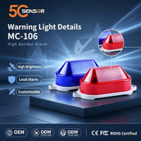 Sirena Estroboscópica Mini LED E-5continents MC-106, Alarma de Seguridad con Sonido y Luz de 120dB (Material ABS)