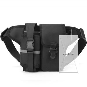 Sac bandoulière de voyage pour homme, sac à bandoulière en nylon imperméable, sac banane d'extérieur avec porte-gobelet et porte-bouteille - Product Image 4