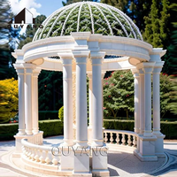Gazebo de Piedra para Jardín, Decoración Exterior Personalizada QUYANG, Pabellón de Mármol Tallado a Mano para Bodas con Cúpula de Hierro